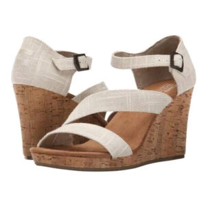 TOMS Clarissa Linen Wedge Sandal Size 7W